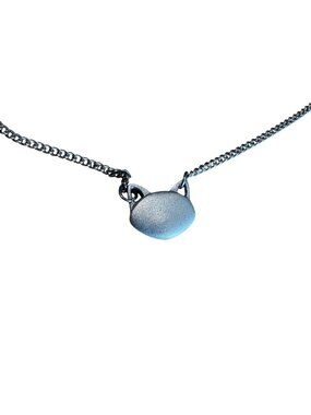 Amos Pewter Cat Ear Pendant Necklace Meow Silver Tone Fox Chain Clasp Closure